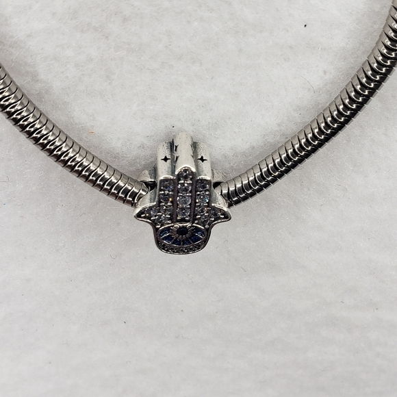 Hamsa Bracelet Charm Hand All Seeing Eye Sterling Silver 925 Jewelry Gift - Picture 4 of 5